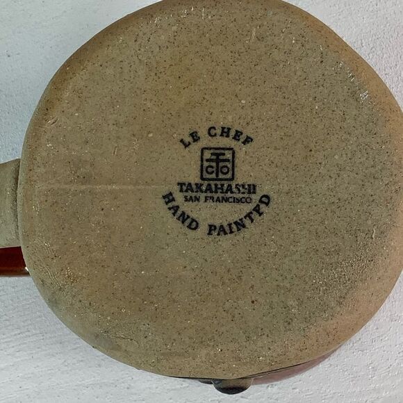 Takahashi Le Chef Pottery Chefs Hat Mug Hand Painted Stoneware Set of Two Brown - Picture 11 of 11